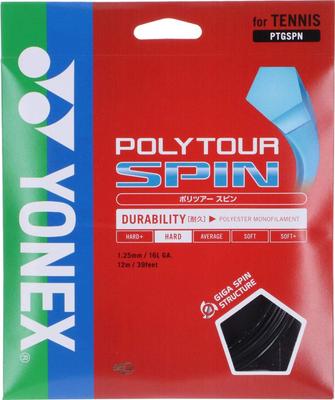 YONEX Poly Tour Spin 125 Tennis String Single String (Black) PTGSPN-007