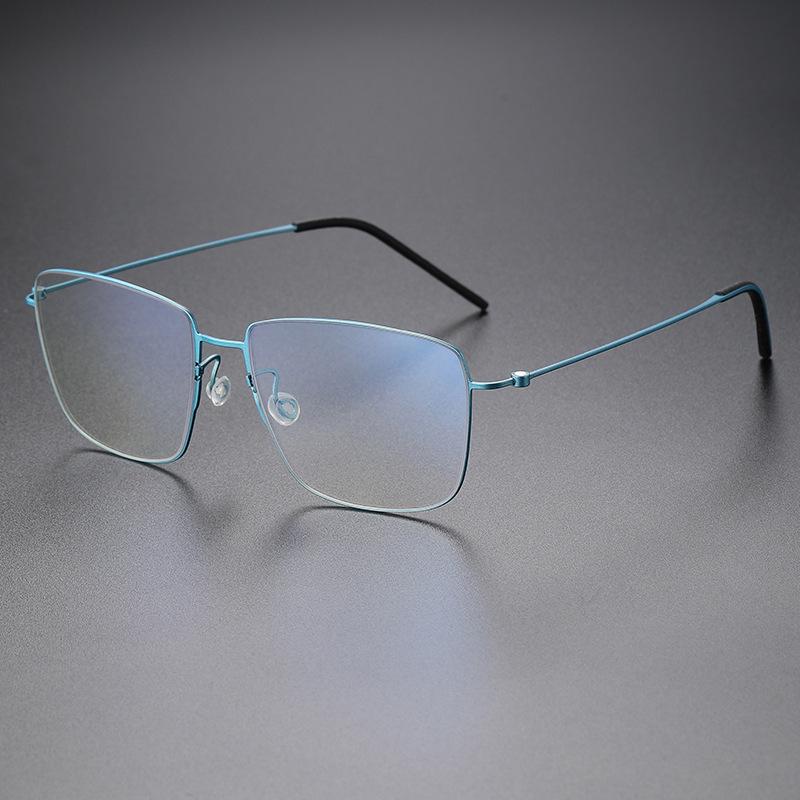 Unisex Pure Titanium Square Eyeglass Frames for Myopia - Trendy Full Frame Design for Large Faces AC
