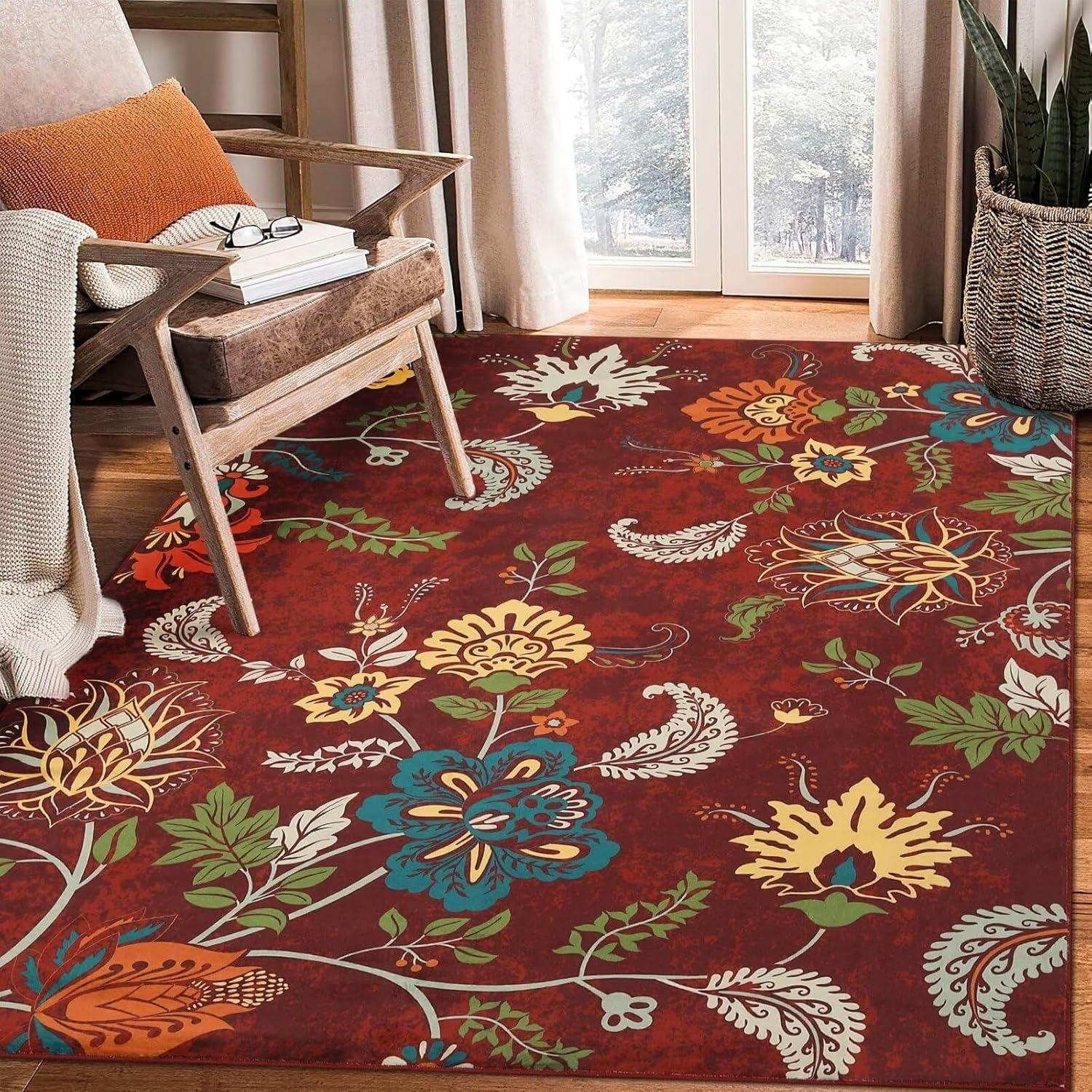 

Моющийся ковер Бохо ковер для гостиной современный цветочный ковер с ботаническим принтом коврики для гостиной красочный декор спальни плед ковер 40X60cm-16x24in