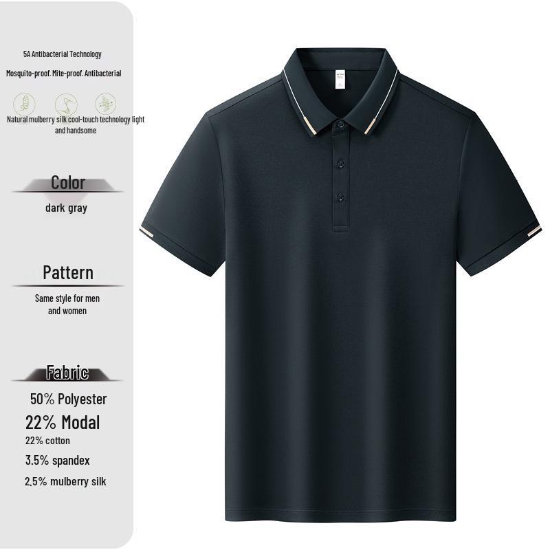 Unisex Summer Breathable Short Sleeve Polo Shirt with Turn-Down Collar for Corporate Group Customization