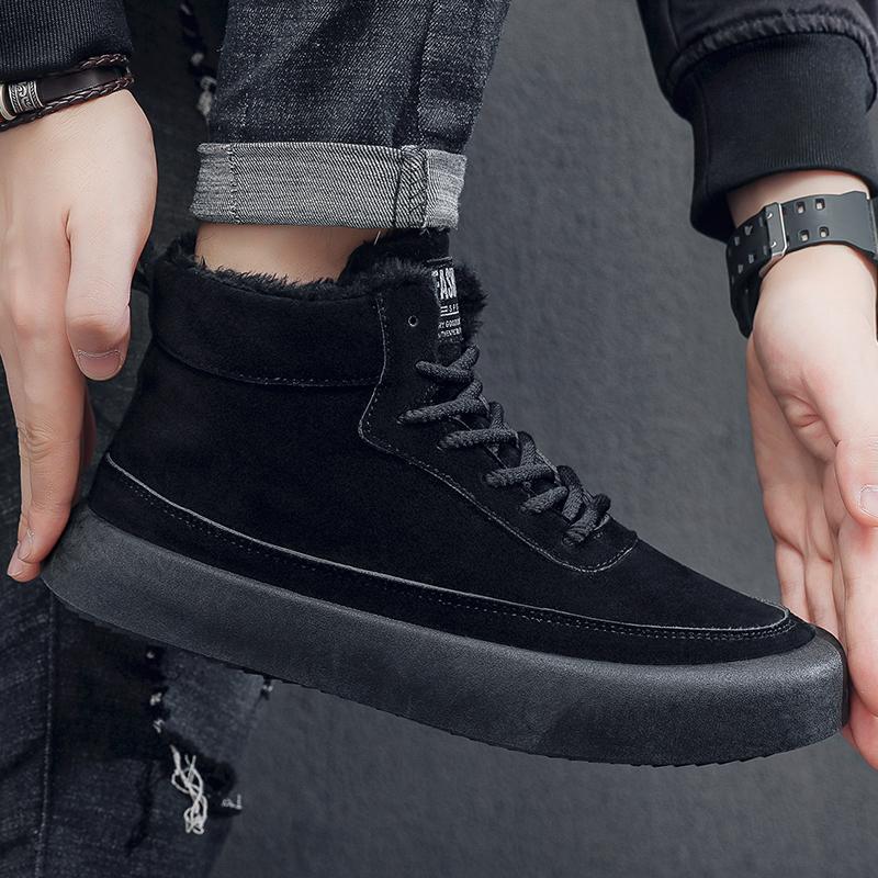 Velvet Warm Plus Winter Mens Fashion Trend High Top Cotton Shoes Snow Boots Casual Cotton Shoes 3946