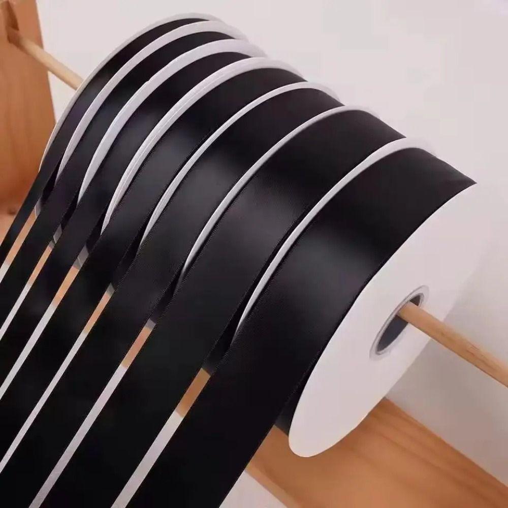 1Pcs Durable 22m Black Satin Ribbon Bow Memorial Queen Bow Ribbon Polyester DIY Funerals Accessories Gift Wedding Party Decor