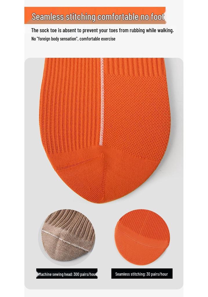 Renaissance Vibrant Orange Low-Pressure Yoga & Fitness Mid-Calf Socks