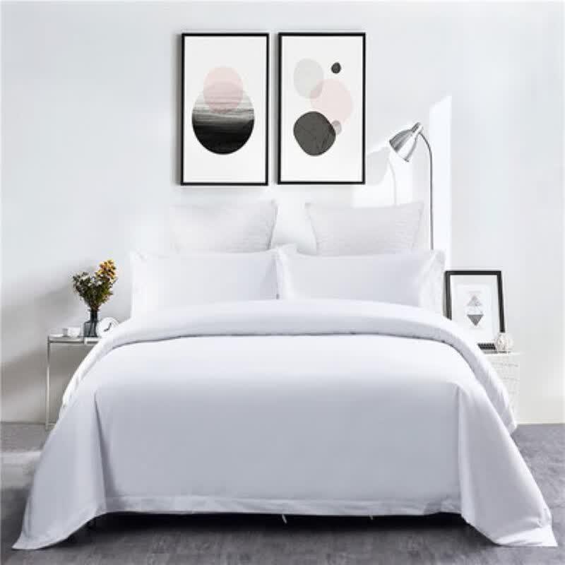 60-Count High-Density White Sateen Pure Cotton Hotel Bedding Set