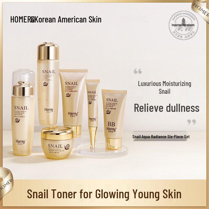 Schnecken-Feuchtigkeits-Sechs-Teile-Hautpflege-Set: Feuchtigkeitsspendende & Regenerierende Lotion & Creme Geschenkbox