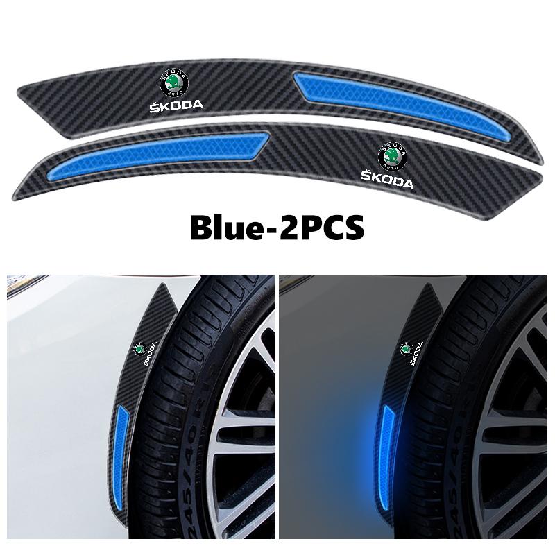 cycr3 For Skoda Carbon Fiber Car Wheel Eyebrow Fender Sticker Reflective Strips Warning Protector Strip Octavia Superb RAPID FABIA