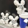 Glasses Dog Plush Keychain Cute Stylish Bag Hanging Decoration Car Key Pendant Trendy Adorable Plush Keychain