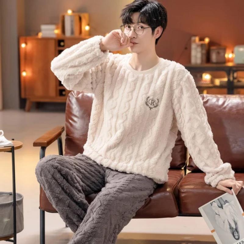 Pyjamas für Herren Lässige Flanell-Pyjama-Sets Hausanzug Winter Warm Pyjamas Männliche Nachtwäsche