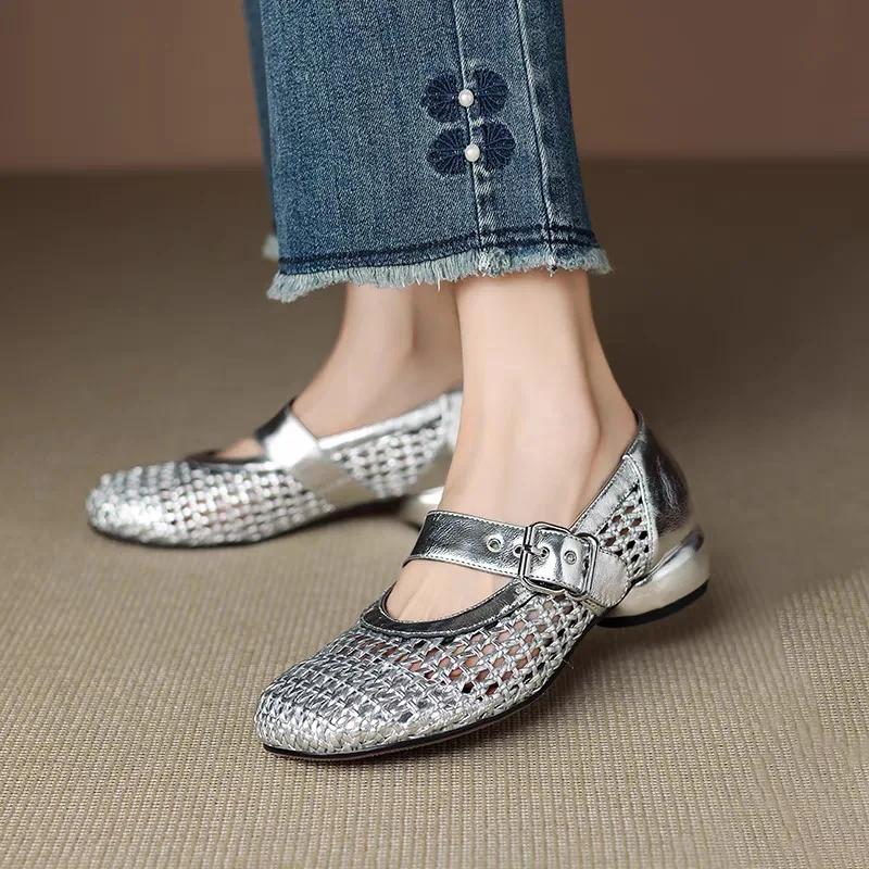 Fashion 2025 Hot Sale Ladies Shoes Shallow Women's High Heels Fashion Buckle Strap Dress New Hollow Out Versatile Non-Slip Heels Women