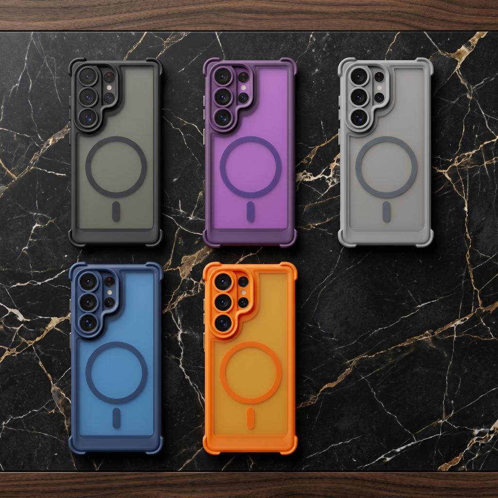Luxury Matte Translucent Four Corners Shockproof Magnetic Phone Case for Samsung Galaxy S26 S25 S24 Ultra Plus for Magsafe Cover