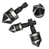 3PC Hexagonal Shank 90 Degree Black Five Blade Chamferer 12/16/19mm Countersink Drill Woodworking Hole Opener Tool Set