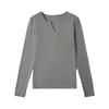 Semi-open neck Tencel wool long-sleeved shirt women's autumn slim-fit bottoming shirt casual slim top slim design