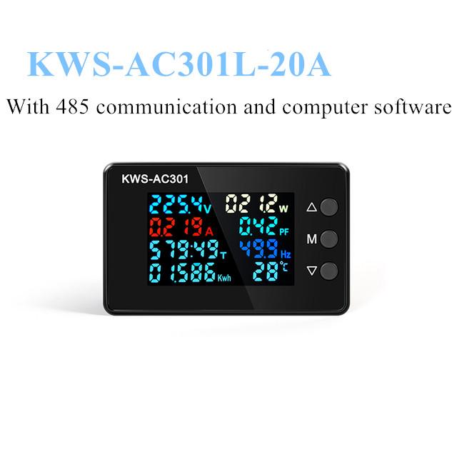 KWS-AC301 Voltage Voltmeter 8 In 1 AC Wattmeter 50-300V 0-100A Digital Ampermeter Electric Meter Edicated Chip Power Detector