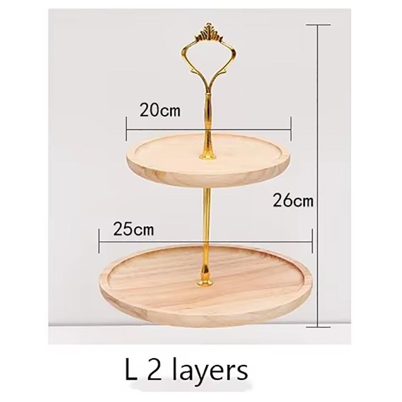 Cake Stand 1PC Wooden Bread Dessert Stand Ornament Fruit Plate Multi-tier Tea Candy Stand 2/3 Tier Solid Candy
