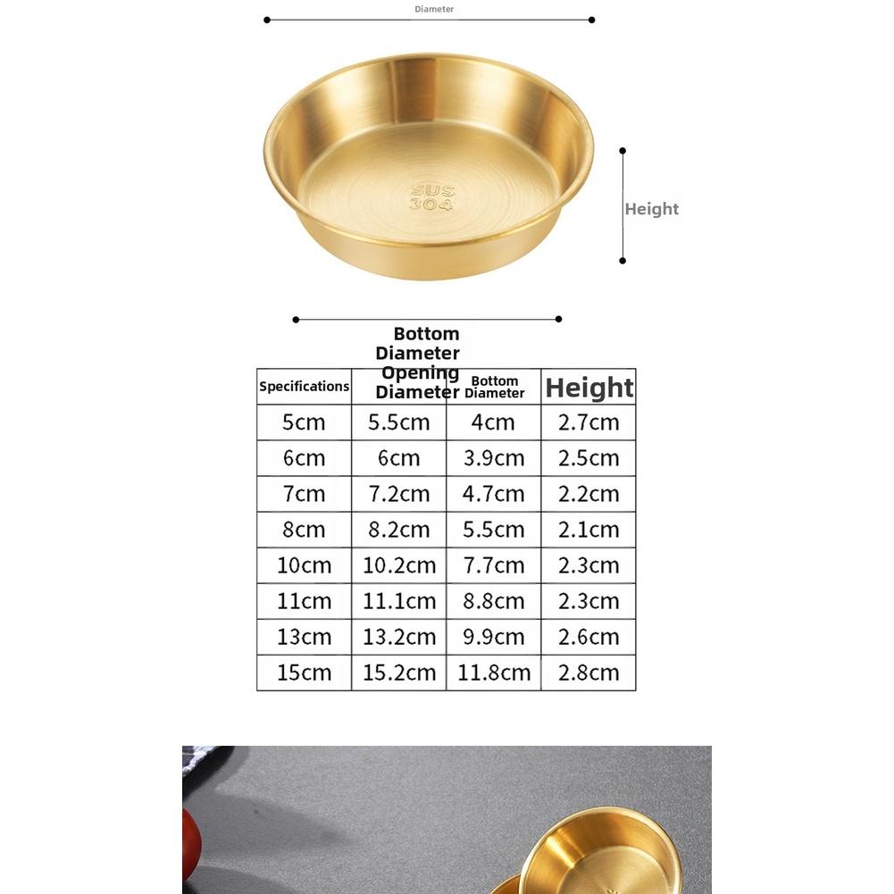 304 Stainless Steel Asian Sauce Dishes Gold Dip Bowls Seasoning Serving Tray Spice Plates For Pickled Vegetables Fries Tableware