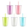 Large Capacity Double-layer Straw Cup Leakproof Milk Tea Cup Drinking Bottle  Children Adult