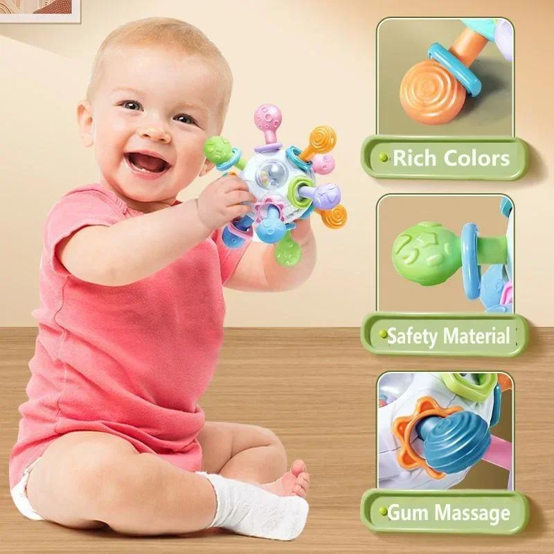 Baby Toy Ball Rattles Soft Ball Toy Newborn Grasping Teethers Hand Bell Sensory Toys Kids Educational Toys for 0-12 Months Baby