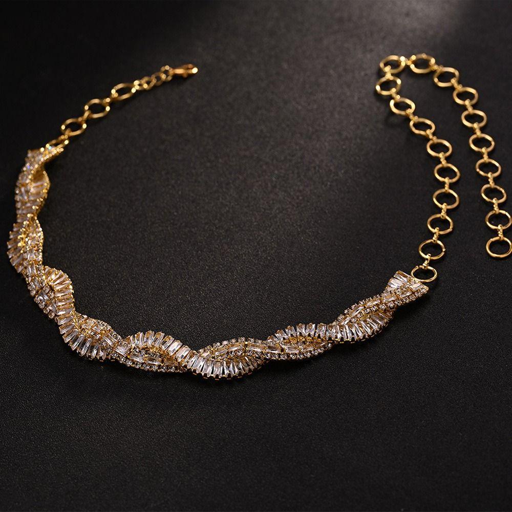 Luxury Rhinestone Short Necklaces Full Rhinestone Trendy Weave Necklaces  Women Jewelry
