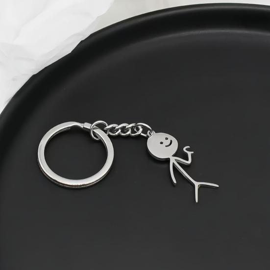 1 Pair Keychain Figure Heart Posture Charm Key Chain Square Style Durable Metal Keyring Backpack Bag Accessories