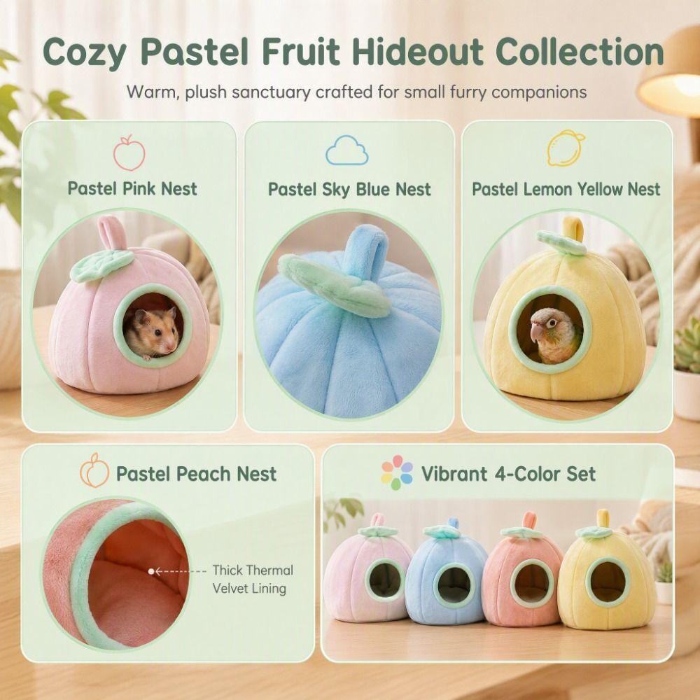 Semi Closed Parrot Sleeping Nest Plush Hamster Warm Nest Cute Hamster Sleeping House Cold Weather