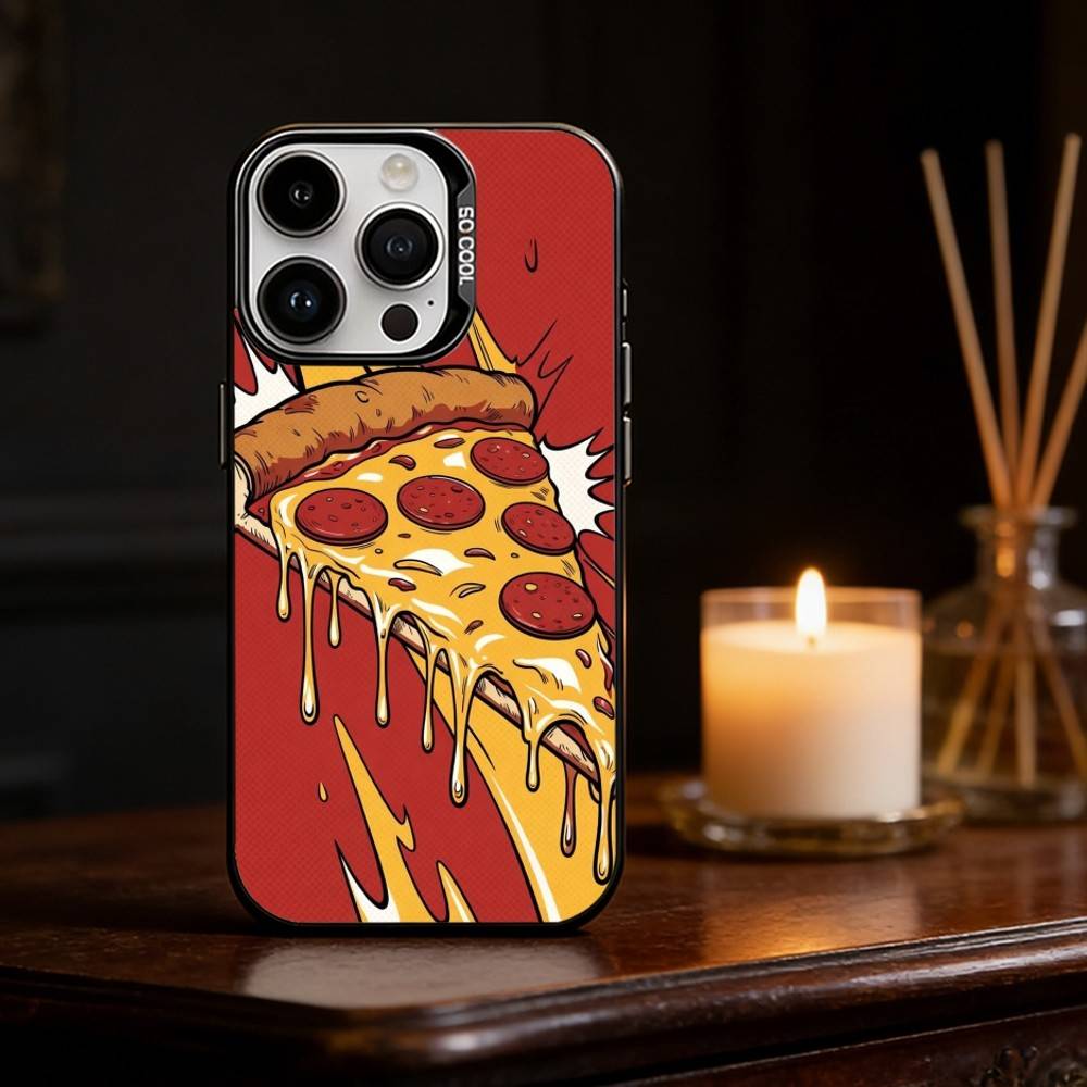 Delicious P-Pizza C-Cheese Phone Case For iPhone 17 16 15 14 13 12 11 Pro Max Plus Silver Matte Black Cover
