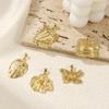 2pcs Turtle Fossil Brass Charm Pendant 18k Gold Plated Melon Seed Buckle Brass Pendant For Women Fashion Jewelry Making Findings