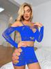 Alluring European & American Off-Shoulder Bodysuit: Backless, Cutout, Long-Sleeve Fishnet Design (TZ556).