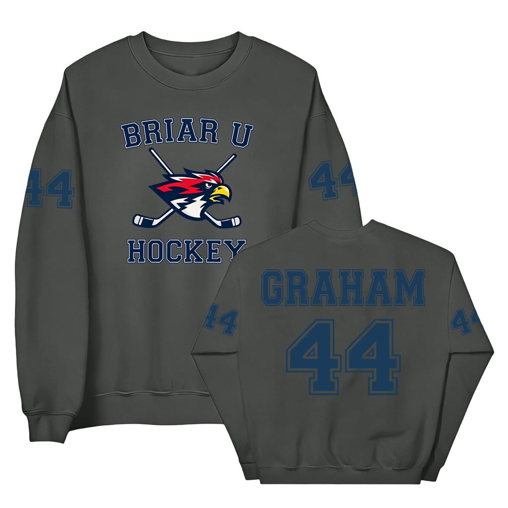 Crewneck Sweatshirt with Graphic Lettering and Sports Emblem Pullover for Casual Wear Comfortable Fit and Durable Fabric