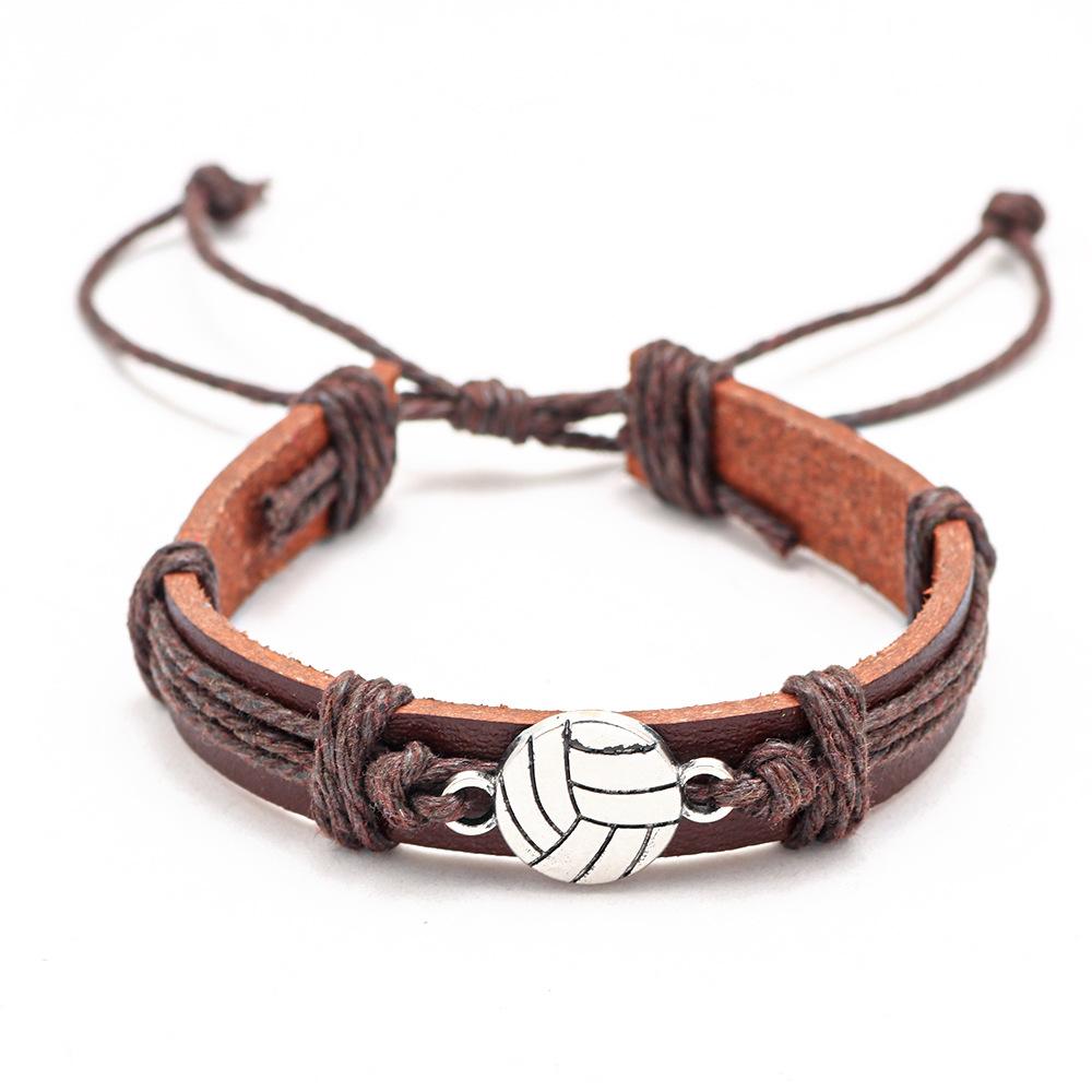 Leather Bracelet Basketball Baseball Football Softball Sports Leather Bracelet