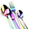 Buntes Regenbogen-Geschirr-Set, Edelstahl-Besteck-Set, 1/4-teilig, schwarzes Messer-Gabel-Set, Geschirr, Gold, Silber, westliches Essensset
