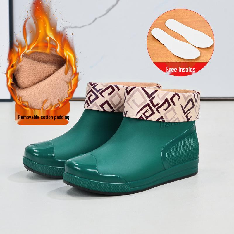 Damen Kurze Regenstiefel: Warme, rutschfeste, wasserdichte Gummischuhe für den Außenbereich
