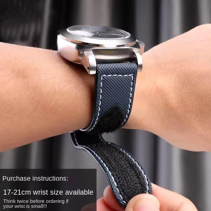 24mm 26mm High Quality Nylon Fabric Watch Band Fit for Panerai Luminor PAM01118 Army Green Canvas Genuine Leather Strap Bracelet