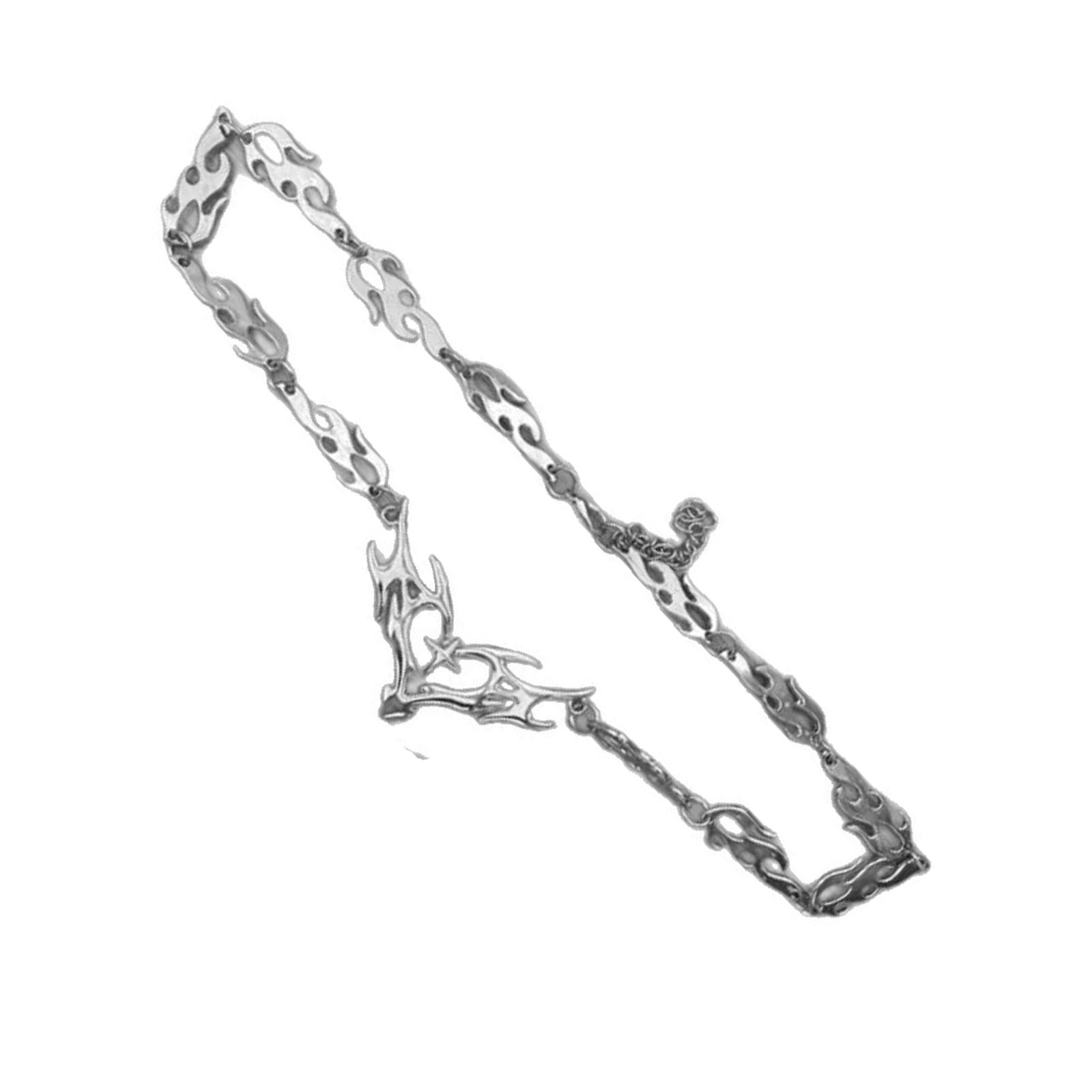 

Hip Hop Subculture Inspired Heart Hollow Necklace Adorned Thorn Flame Detail For Standout Look Various Occasions