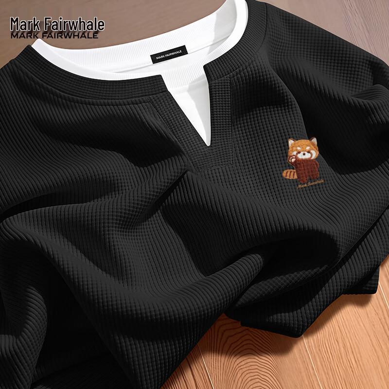 Mark Fairwhale Men's Heavyweight Waffle Knit V-Neck Long Sleeve T-Shirt
