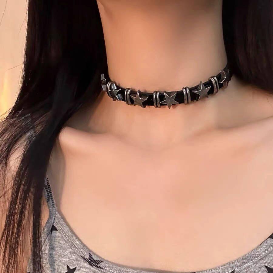 

Звезда Панк Y2K Diablo Rock Универсальный воротник Горячая гот Винтаж Пара Изящное колье-чокер Чистое желание