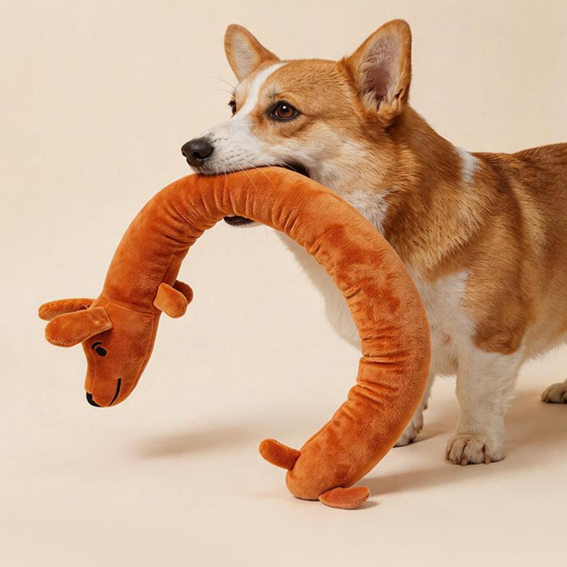 Quietschende Hundespielzeuge Dackelform Interaktiver Weicher Begleiter Hundekaupielzeug für Indoor-Spiel Training Zahnen Langeweile Linderung