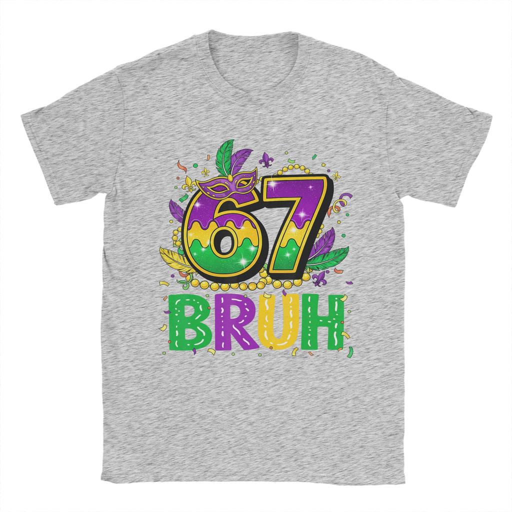 Bruh Six Seven Meme Mardi Gras Cotton TShirt For Unisex Summer YK Basic TShirts Crew Neck Hipster Tee Shirt Plus Size