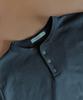 POLYGRAM Washable Semi-Crop Henley Neck Long Sleeve - Black