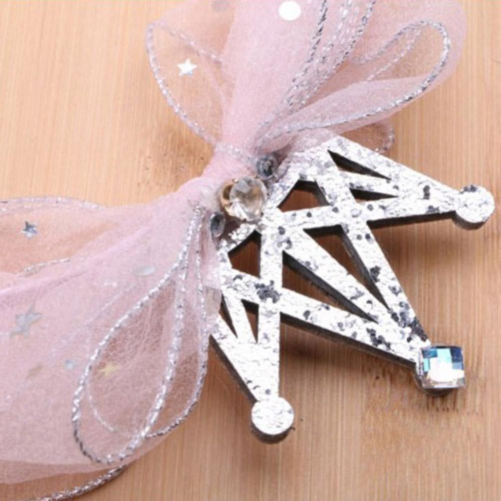 Lovely Shining  Bow Children Head Hoop Mesh Yarn Bow Headband Crown