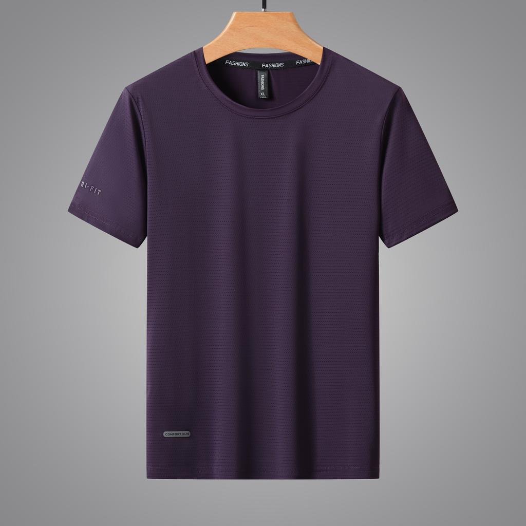 Dm Plus Size Ice Sports T-shirt for Men and Women Quick Drying Summer Thin Running Short Sleeved Solid Color Clothing, Breathable Loose Casual Top