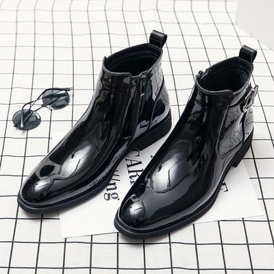 Herren Winter Chelsea Boots: High-Top Britischer Stil Lackleder Spitzzehe, Koreanischer Trend Vielseitige Martin Boots