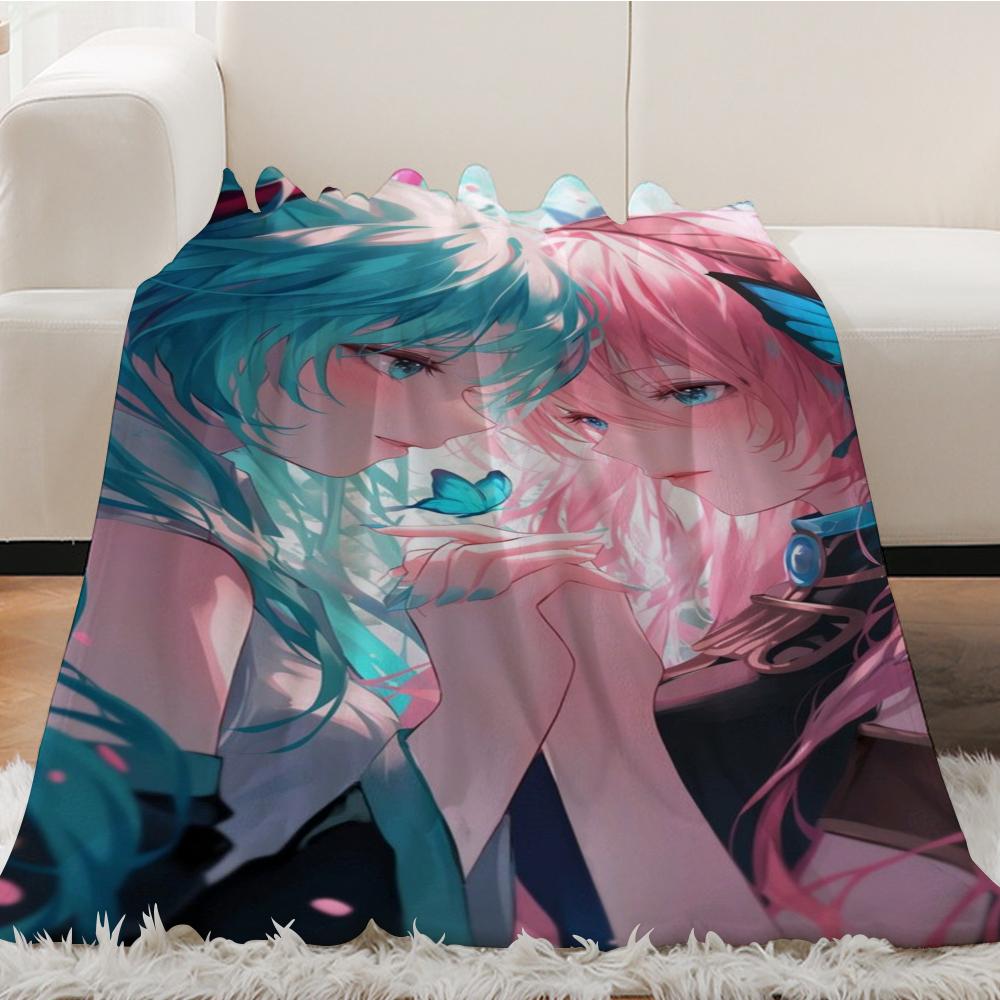 Throw Blanket Aesthetic Portable Home R18+Hatsune Travel Camping Miku Sofa Picnic Thick Warm Flannel Blanket