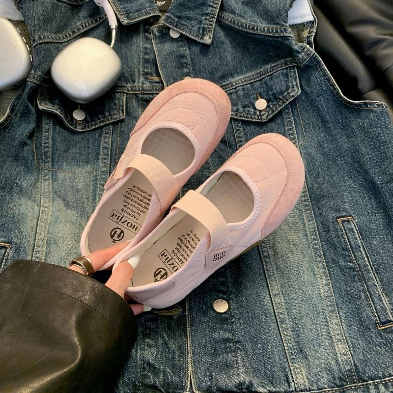 Yellow retro women's spring new soft-soled thick-soled Mary Jane shoes breathable sneakers