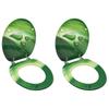 Day and Night - Day and Night Toilet Seat with Lid 2 Pcs MDF Green Water Drop Design