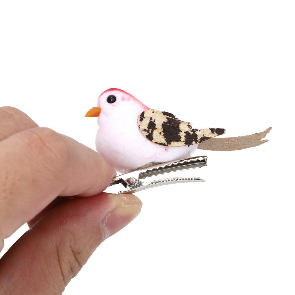 Characteristic Red Color Simulation Artificial Bird Decoration, 12pcs Quality Foam Fther Craft Clip Garden Home Wedding Window Ornament Prop, 100 Bran