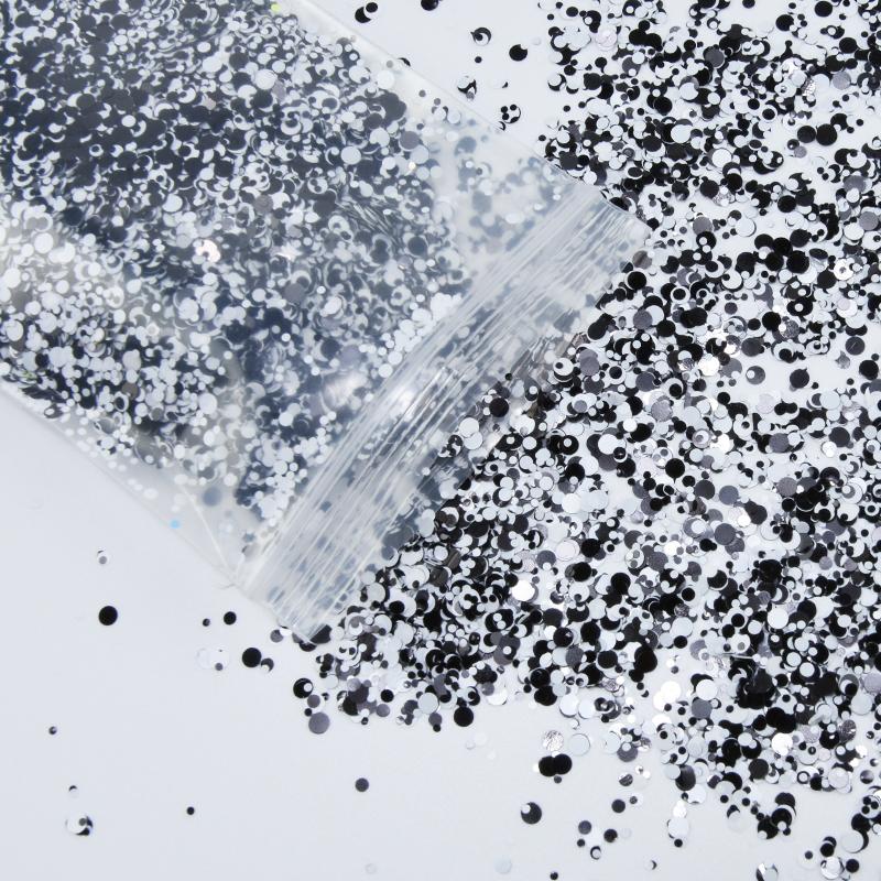 50g X 1bag Nail Round Flake Sparkly 12-Design Ultra-thin Chunky Dazzling Multi-Color Colorful Flakes DIY Nail Tip Art Decoration