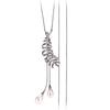 Leaf Alloy Unique Shaped Pearl Sweater Chain Accessory For Trendy Styles Womens