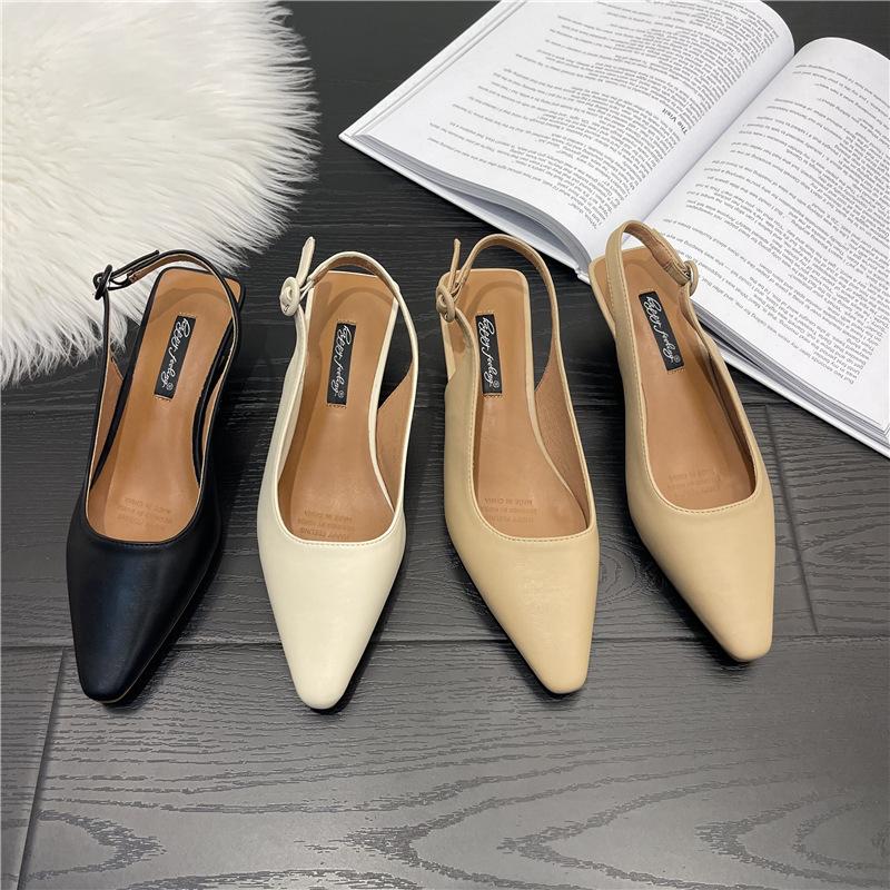 Evening Breeze Temperament Versatile Commuter Single Shoes French Retro Pull-Back Sandals
