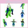 Costume d'Alien Gonflable pour Halloween avec un Design de Personnage de Dessin Animé Drôle de Couleur Verte