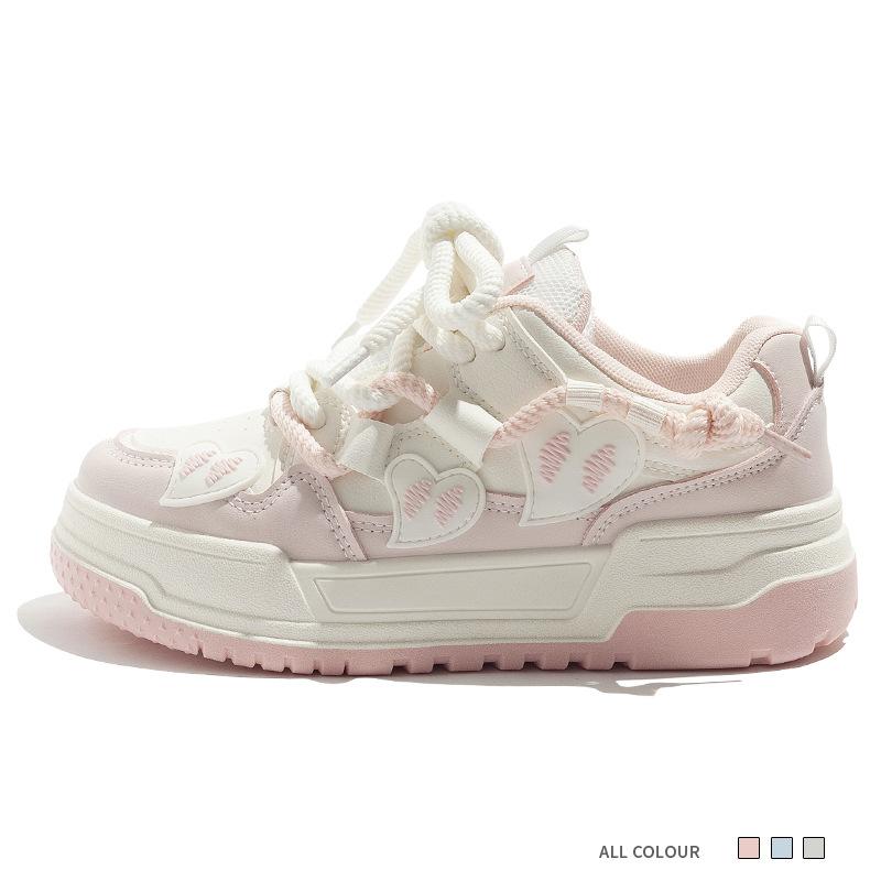 High-value cute thick-soled heightened spring new casual low-top board shoes